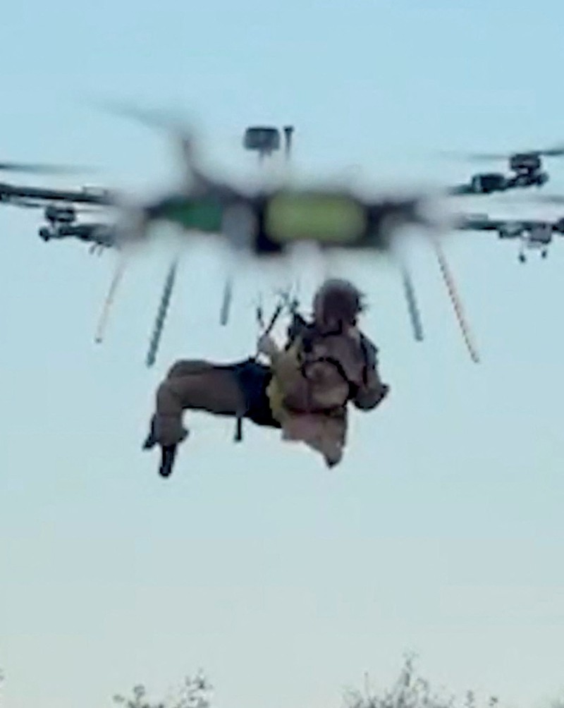 Ukrainian heavy drone rescues wounded Kostiantyn Vlasenko, 49, a serviceman with the 30th Mechanized Brigade of the Ukrainian Armed Forces, amid Russia's attack on Ukraine, in Kharkiv region, Ukraine, in this screengrab obtained from a handout video released October 19, 2026. Wounded Vlasenko was rescued by aerial drone after 491 days on frontline position. Ukrainian Armed Forces/Handout via REUTERS    THIS IMAGE HAS BEEN SUPPLIED BY A THIRD PARTY. BLURRED AT SOURCE. MANDATORY CREDIT