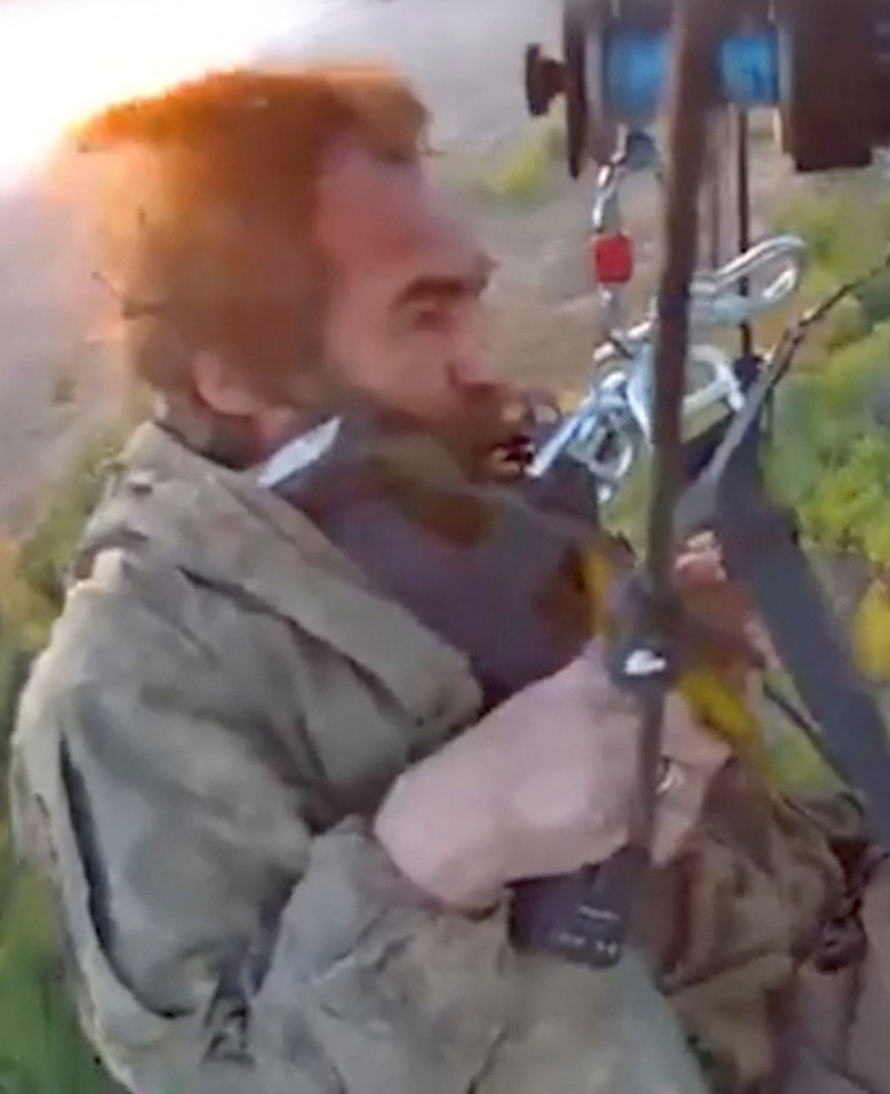 Ukrainian heavy drone rescues wounded Kostiantyn Vlasenko, 49, a serviceman with the 30th Mechanized Brigade of the Ukrainian Armed Forces, amid Russia's attack on Ukraine, in Kharkiv region, Ukraine, in this screengrab obtained from a handout video released October 19, 2026. Wounded Vlasenko was rescued by aerial drone after 491 days on frontline position. Ukrainian Armed Forces/Handout via REUTERS    THIS IMAGE HAS BEEN SUPPLIED BY A THIRD PARTY. BLURRED AT SOURCE. MANDATORY CREDIT