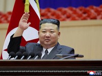 FILE PHOTO: North Korean leader Kim Jong Un gestures during a conference of company commanders for North Korea's Army, in Pyongyang, North Korea, in this picture released by North Korea's official Korean Central News Agency on October 24, 2026.    KC