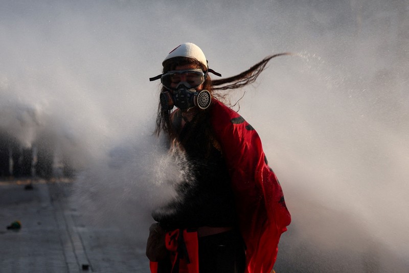 Protesters face the police during an authorised demonstration organised by a labour union in Marseille, France, October 24, 2026, as part of nationwide protests led by the