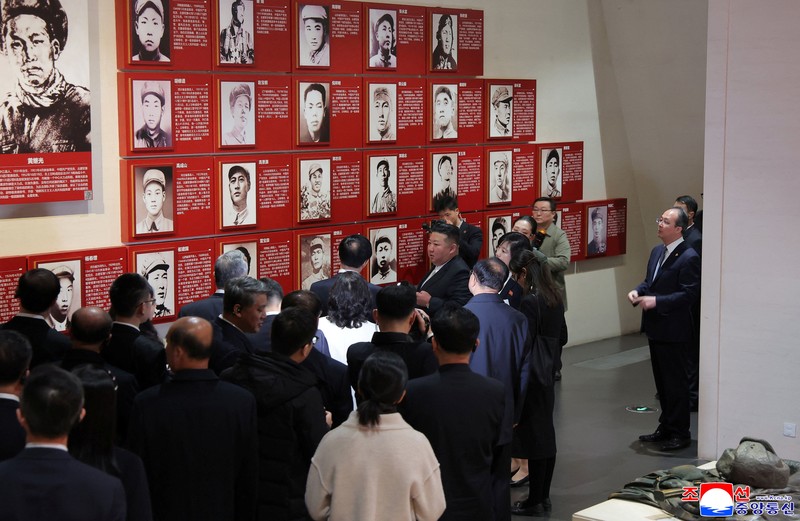 North Korean leader Kim Jong Un attends a wreath-laying ceremony during a visit to the Memorial Hall of the War to Resist US Aggression and Aid Korea in Dandong, Liaoning province, China, October 24, 2026, in this photo released by North Korea's Korean Central News Agency (KCNA). KCNA said Kim visited the Chinese border city on the occasion of the 76th anniversary of the Chinese People's Volunteers' entry into the Korean War. KCNA via REUTERS    ATTENTION EDITORS - THIS IMAGE WAS PROVIDED BY A THIRD PARTY. REUTERS IS UNABLE TO INDEPENDENTLY VERIFY THIS IMAGE. NO THIRD PARTY SALES. SOUTH KOREA OUT. NO COMMERCIAL OR EDITORIAL SALES IN SOUTH KOREA.