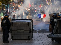 Protesters face the police during an authorised demonstration organised by a labour union in Marseille, France, October 24, 2026, as part of nationwide protests led by the "Yellow Vests" movement and joined by high school and university students. REU