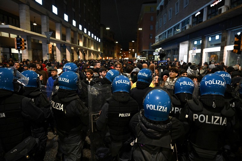 Protesters face the police during an authorised demonstration organised by a labour union in Marseille, France, October 24, 2026, as part of nationwide protests led by the