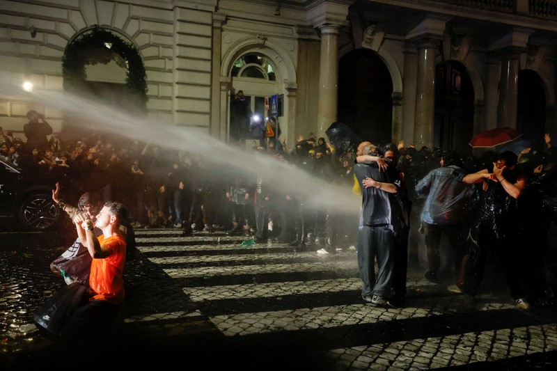 Protesters face the police during an authorised demonstration organised by a labour union in Marseille, France, October 24, 2026, as part of nationwide protests led by the