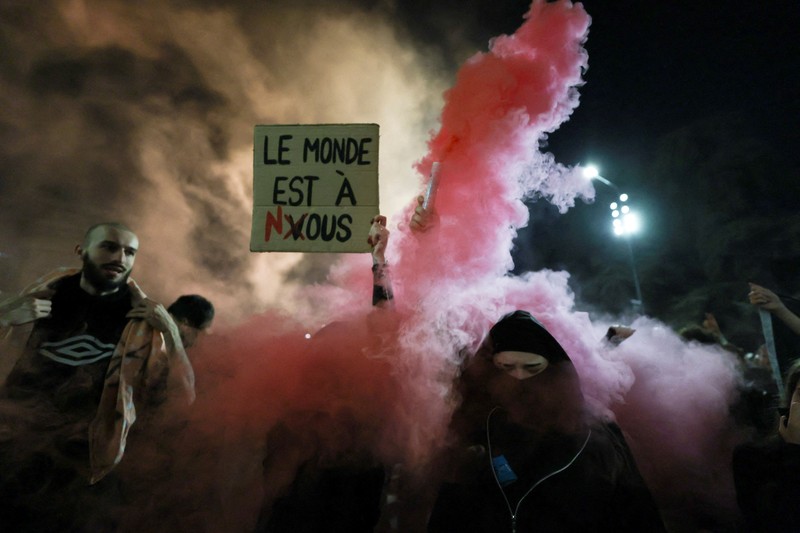 Protesters face the police during an authorised demonstration organised by a labour union in Marseille, France, October 24, 2026, as part of nationwide protests led by the