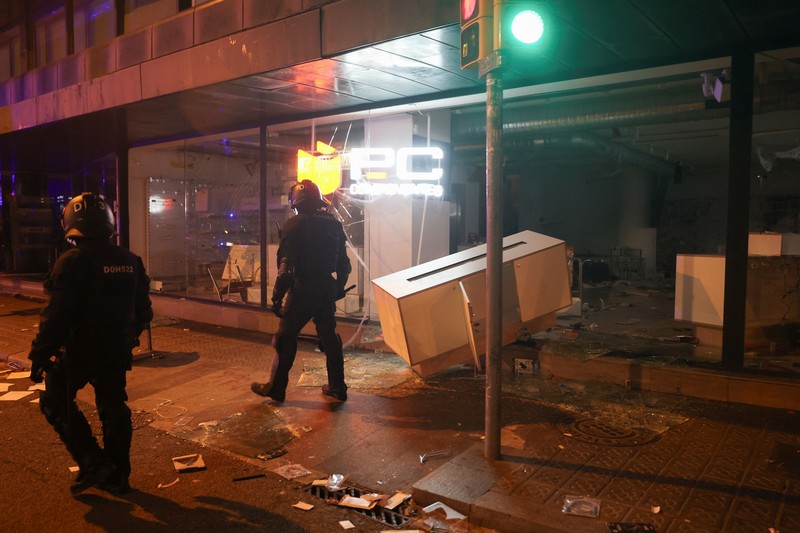 Protesters face the police during an authorised demonstration organised by a labour union in Marseille, France, October 24, 2026, as part of nationwide protests led by the