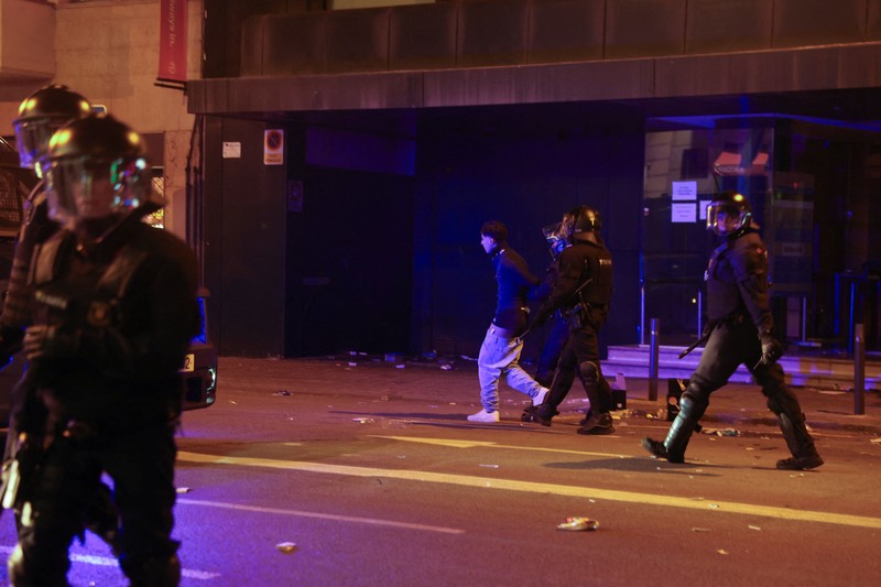 Protesters face the police during an authorised demonstration organised by a labour union in Marseille, France, October 24, 2026, as part of nationwide protests led by the