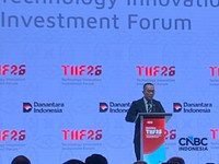 Menteri Pendidikan Tinggi, Sains, dan Teknologi, Brian Yuliarto, dalam Danantara Technology Innovation Investment Forum 2026, di Jakarta, Senin (26/10/2026). (CNBC Indonesia/Novina Putri Bestari)