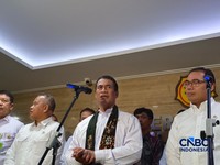 Menteri Pertanian sekaligus Kepala Bapanas Amran Sulaiman saat konferensi pers di kantornya, Jakarta, Selasa (27/10/2026). (CNBC Indonesia/Martyasari Rizky)