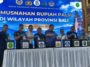 3.731 Lembar Uang Palsu Dimusnahkan di Polda Bali