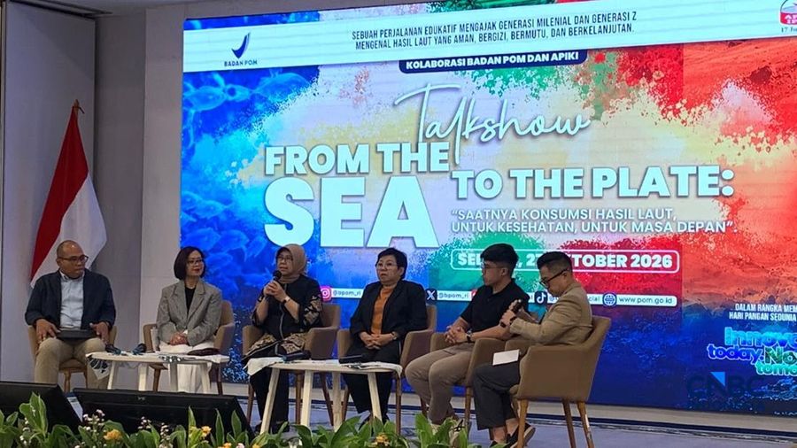 Suasana Talkshow From The Sea To The Plate di Gedung Bhineka Tunggal Ika BPOM, Jakarta Pusat, Selasa (27/10/2026). (CNBC Indonesia/Fergi Nadira)