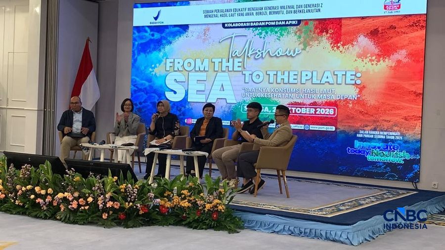 Suasana Talkshow From The Sea To The Plate di Gedung Bhineka Tunggal Ika BPOM, Jakarta Pusat, Selasa (27/10/2026). (CNBC Indonesia/Fergi Nadira)