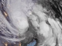 A satellite image shows Cyclone Arnab making landfall over the south-eastern coast of the Indian state of Andhra Pradesh, October 27, 2026 in this still image from a handout GIF.   CSU/CIRA & EUMETSAT/Handout via REUTERS    THIS IMAGE HAS BEEN SUPPLI