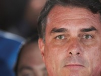 Brazilian presidential candidate Flavio Bolsonaro of the Liberal Party (PL) looks on as he speaks after losing the presidential runoff election, in Brasilia, Brazil October 25, 2026. REUTERS/Agustin Marcarian