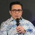 Direktur Utama Bursa Efek Indonesia (BEI), Jeffrey Hendrik saat menyampaikan pemaparan dalam Kearney 100 Years of Impact di The Ritz Carlton Pacific Place, Jakarta, Rabu (28/10/2026). (CNBC Indonesia/Muhammad Sabki)
