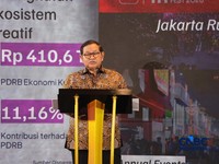 Gubernur DKI Jakarta, Pramono Anung saat menyampaikan pemaparan dalam Kearney 100 Years of Impact di The Ritz Carlton Pacific Place, Jakarta, Rabu (28/10/2026). (CNBC Indonesia/Muhammad Sabki)