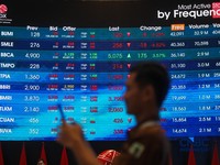 Layar menampilkan pergerakan Indeks Harga Saham Gabungan (IHSG) di Gedung Bursa Efek Indonesia (BEI), Jakarta, Rabu (28/10/2026). (CNBC Indonesia/Faisal Rahman)
