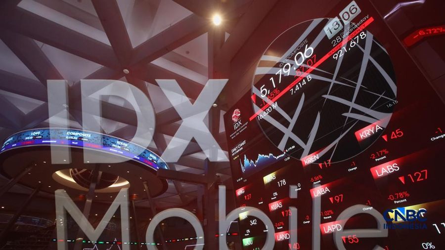 Layar menampilkan pergerakan Indeks Harga Saham Gabungan (IHSG) di Gedung Bursa Efek Indonesia (BEI), Jakarta, Rabu (28/10/2026). (CNBC Indonesia/Faisal Rahman)