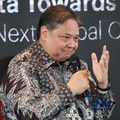 Menteri Koordinator Bidang Perekonomian, Airlangga Hartarto saat menyampaikan pemaparan dalam Kearney 100 Years of Impact di The Ritz Carlton Pacific Place, Jakarta, Rabu (28/10/2026). (CNBC Indonesia/Muhammad Sabki)
