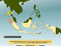 BMKG keluarkan peringatan efek Bibit Siklon Tropis 91B terhadap cuaca di Aceh dan Sumatra Utara, Kamis (29/10/2026). (Tangkapan layar @BMKG)