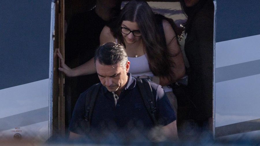 Brazilian Senator Flavio Bolsonaro disembarks from a plane after arriving at Opa-locka Executive Airport near Miami, Florida, US, October 28, 2026. REUTERS/Eva Marie Uzcategui