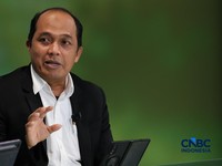 Kepala Balai Besar Perakitan dan Modernisasi Pertanian Tanaman Padi Amin Nur meyampaikan pemaparannya dalam acara World Food Day Inovasi untuk Kedaulatan Pangan Indonesia di Jakarta, Jumat (30/10/2026). (CNBC Indonesia/Muhammad Sabki)