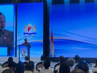 Menteri Perindustrian (Menperin) Sarmuji saat dalam Rapimnas Kadin Indonesia di Hotel Borobudur, Jakarta, Jumat (30/10/2026). (CNBC Indonesia/Ferry Sandi)