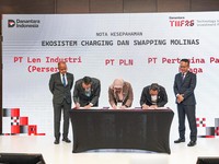 Pertamina gandeng PLN dan Len Industri perkuat ekosistem motor listrik nasional. (Dok. Pertamina)