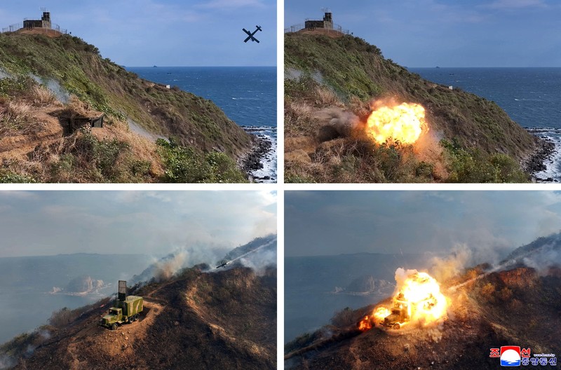 Pemimpin Korea Utara Kim Jong Un menghadiri pameran teknologi penerbangan nirawak dan demonstrasi persenjataan, dalam foto yang dirilis oleh Kantor Berita Pusat Korea (KCNA) milik Korea Utara pada 30 Oktober 2026. (KCNA via REUTERS)