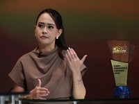VP of Communications HashMicro, Syifa Fadiyah saat menyampaikan pemaparan dalam Road To CNBC Indonesia Awards 2026 kategori Best AI Ecosystem di Jakarta, Jumat (30/10/2026).  (CNBC Indonesia/Muhammad Sabki)